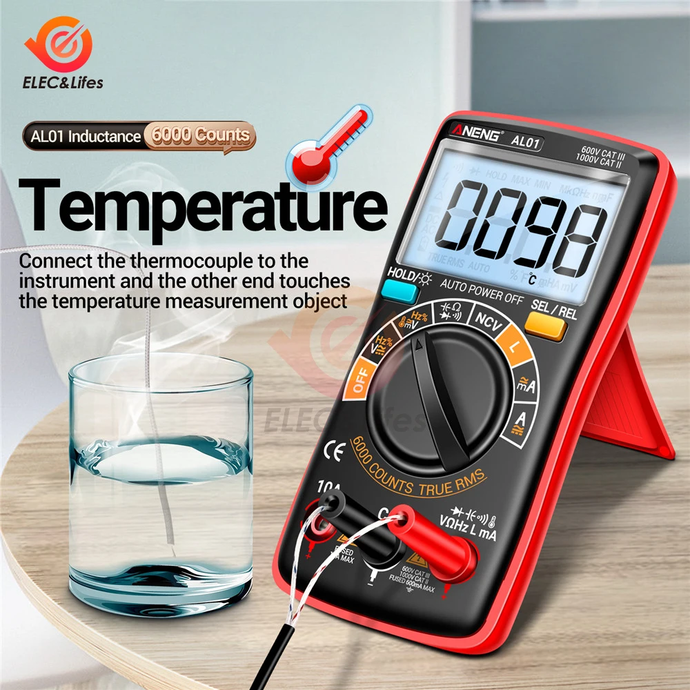 AL01L Inductance Digital Multimeters True RMS NCV Handheld 6000 Counts Tester AC/DC Votage Current Resistance Ohm Tool