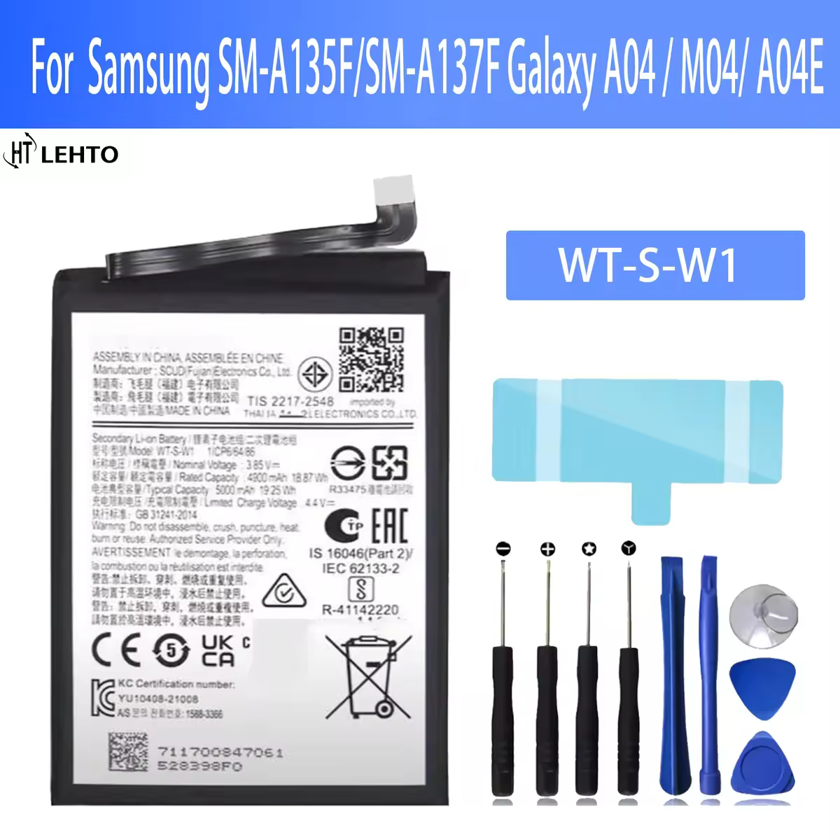 Batteria WT-S-W1 100% Originale per Samsung SM-A135F/SM-A137F Galaxy A04 / M04/ A04E, Anno 2026