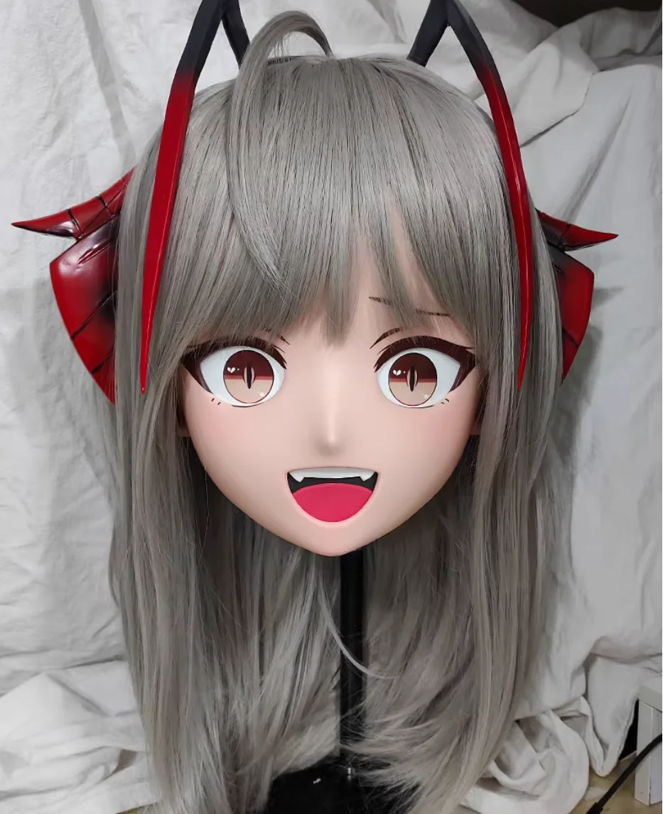 

(GLb0342) Настроить персонаж для девочек, смола, половина головы, кроссдресс, косплей, японское аниме, роль, маска кигуруми с глазами и париком