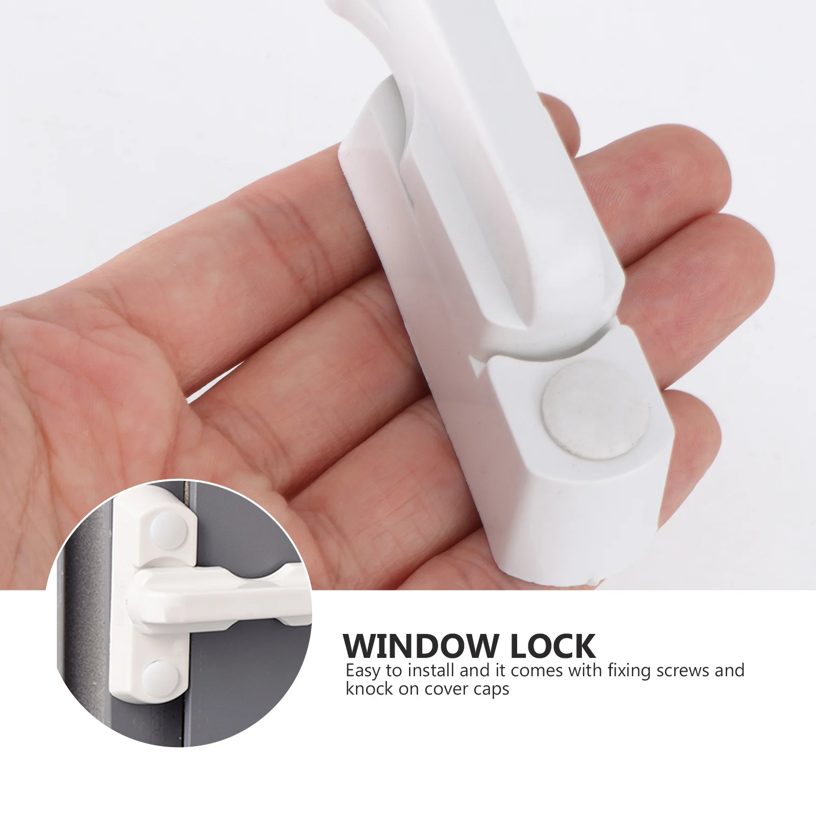 

10pcs Window Lock White Security Locks Upvc Door Safety Extra Security Plastic Aluminum Easy Install 8*3.5Cm Babyproof