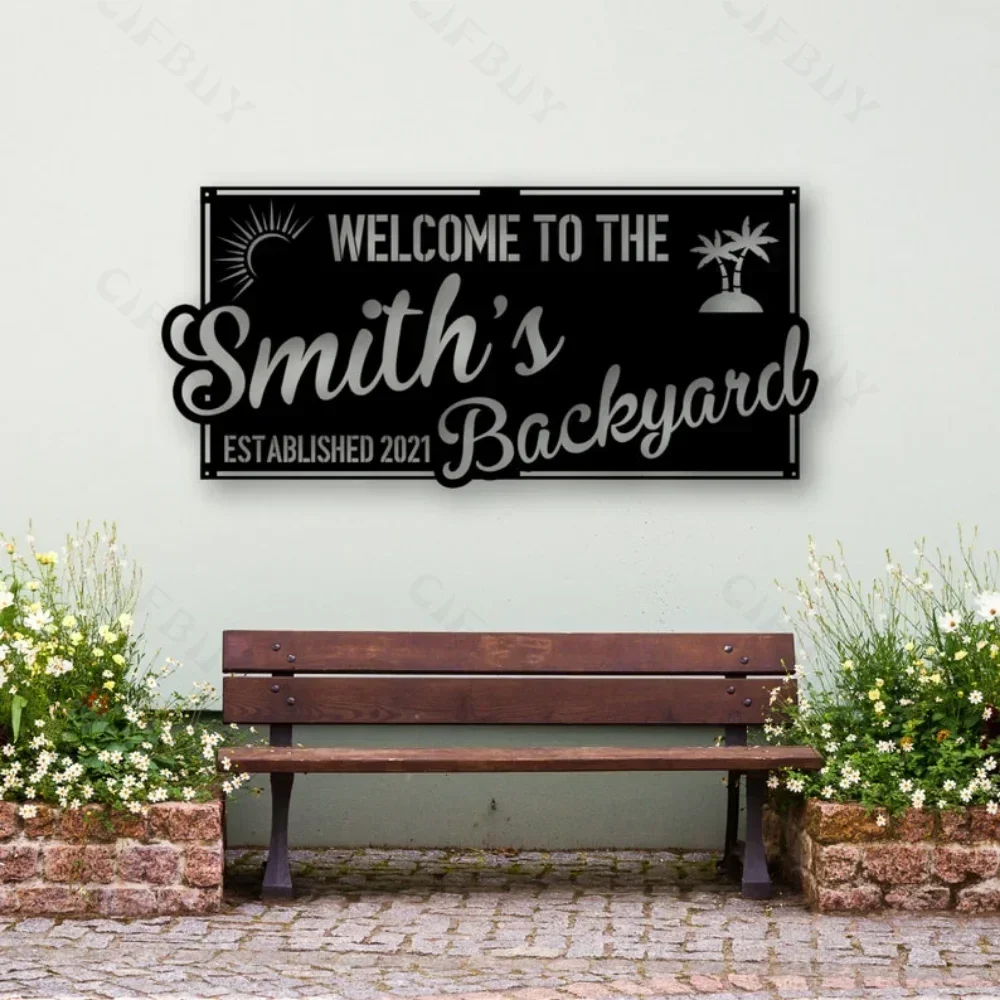 Personalized Pool Patio Sign, for Backyard Bar Grill Decor. A Pool Deck Plate, with Family Name Mark, Patio Signage with Charm.