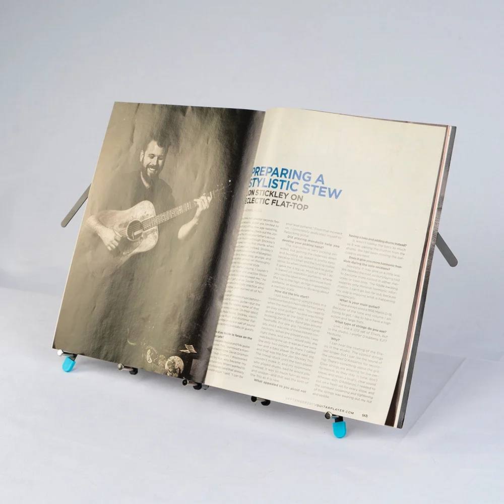 حامل ورق الموسيقى من سلسلة Guitto GSS-02، إطار من الفولاذ المقاوم للصدأ قابل للطي 65 ° - 80 °   حامل نطاق قابل للتعديل لنتيجة الموسيقى