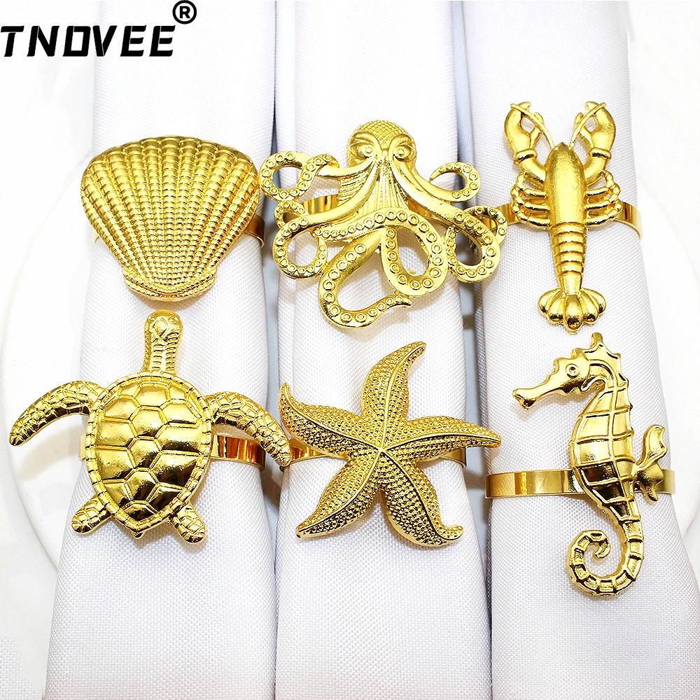 6Pcs Gold Ocean Ani…