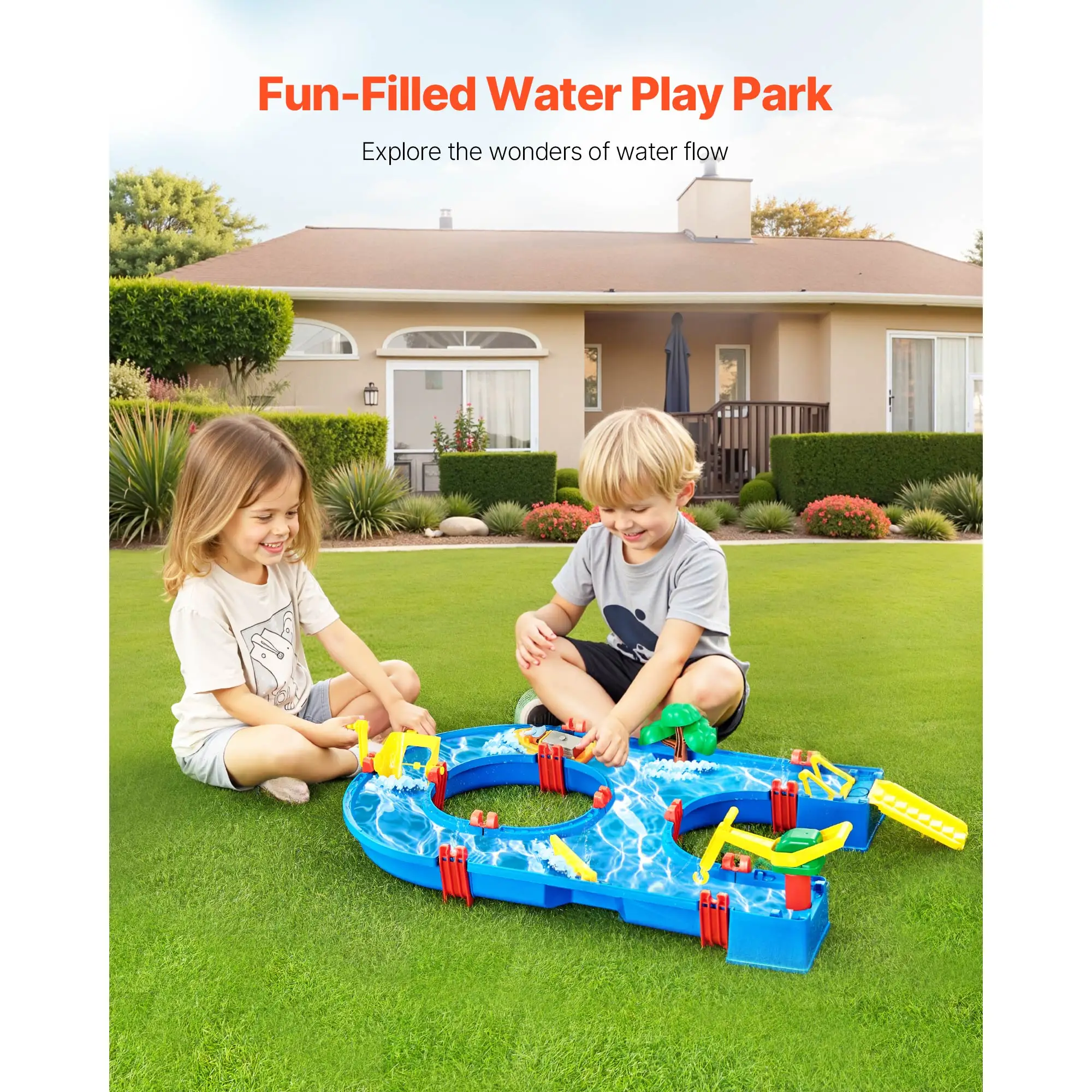 SucceBuy น้ําเล่นตารางเด็กชายหาดกลางแจ้งของเล่น 39 ชิ้นอุปกรณ์เสริมฤดูร้อน Water Park Playset สําหรับกิจกรรมเด็ก
