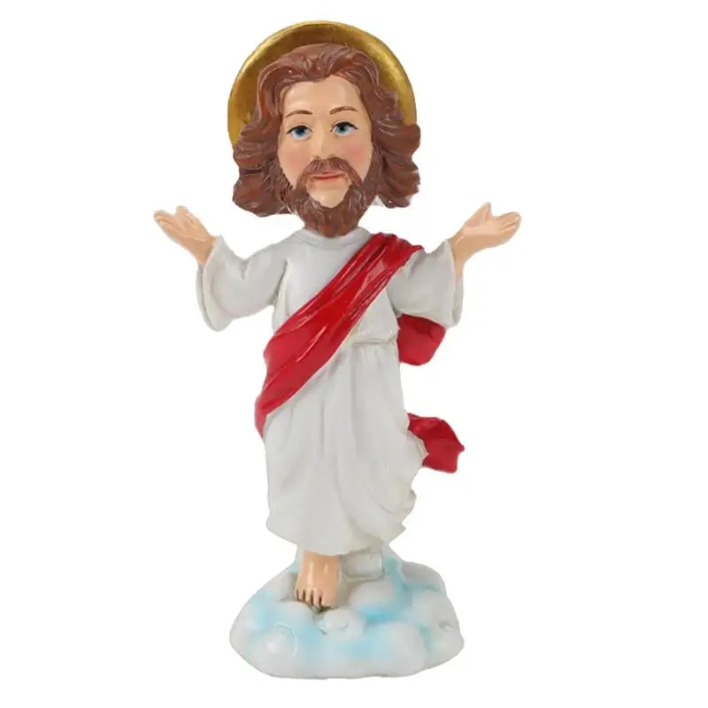 Jesus Bobblehead Dashboard Resin Religious Statue Bobblehead Exquisite Symbolic Decoration Figures For Living Room Study Room