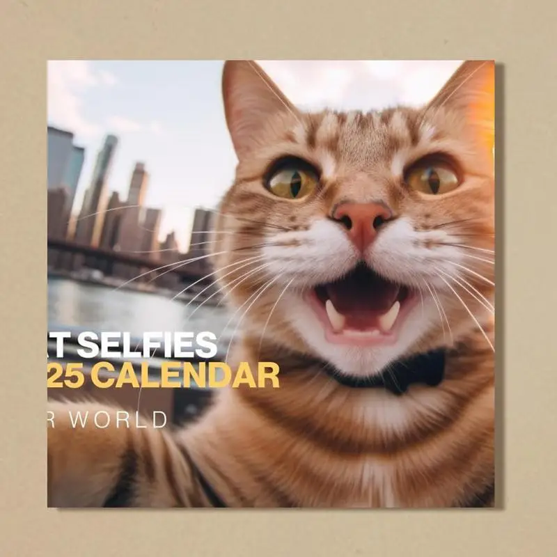 Gato selfie 2025 calendário calendário mensal calendário gato janeiro de 2025-de dezembro de 2025 papel grosso calendário de 12 meses calendário engraçado 2025