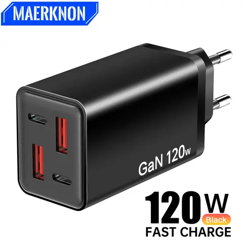 Caricatore USB C 120W GaN Multi Porte Adattatore per caricabatterie per telefono a ricarica rapida per iPhone 16 Samsung Xiaomi Huawei PD QC3.0 Caricatore da muro