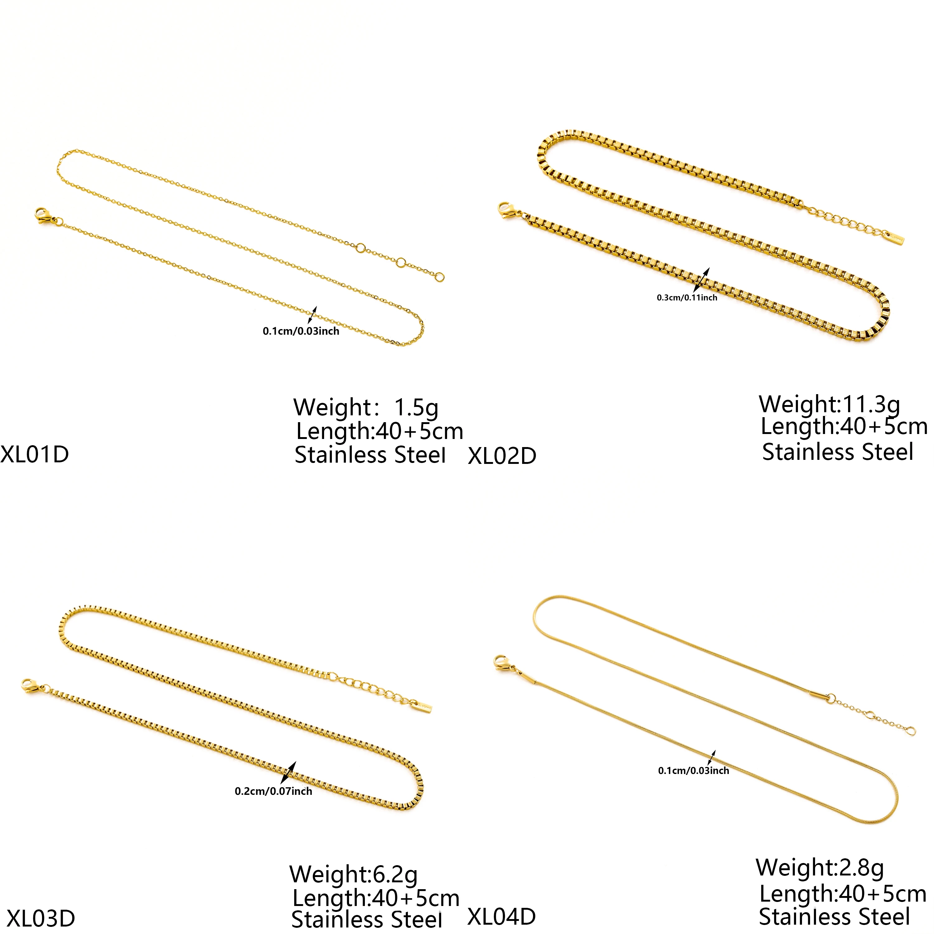 CARLIDANA Fashion New Design Chain Necklace Women Jewelry 18k Gold Plated Stainless Steel Thin Flat Snake Chain Necklace