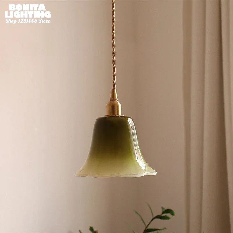 Creative Pleated Skirt Glass Chandelier Nordic Luxury Brass Pendant Lamp Designer Style Light for Dining Room Entryway Staircase
