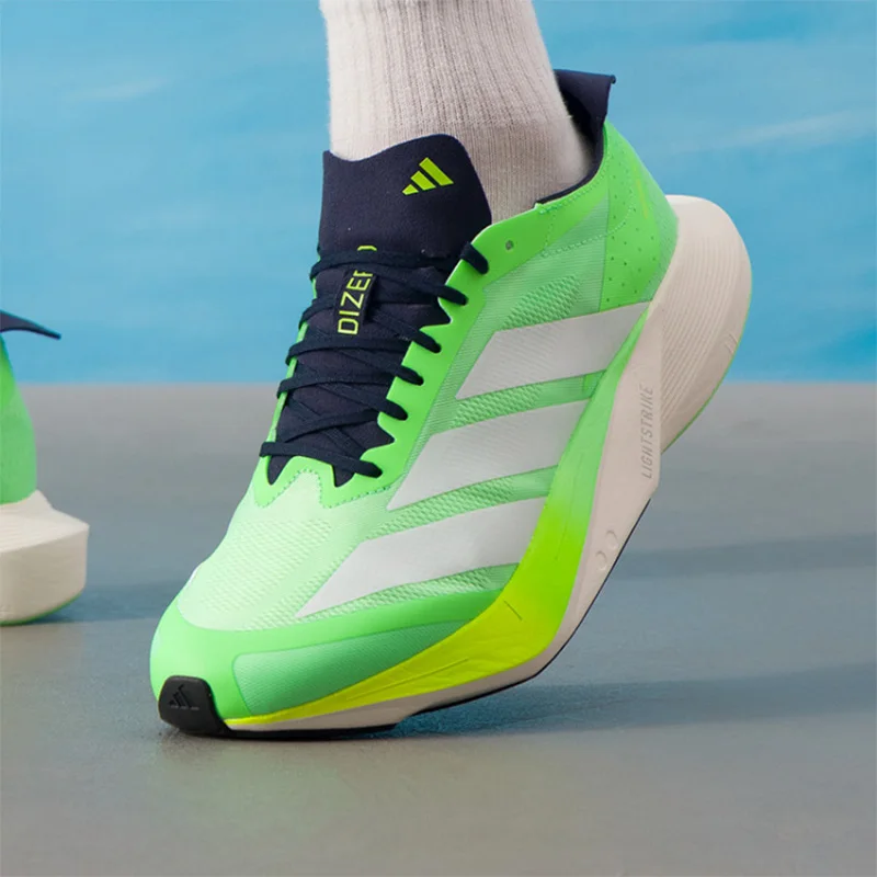 adidas Adizero Neon Green Lightweight Racing Running Shoes Lightstrike Breathable Mesh Marathon Trainers Men WomenJR9378