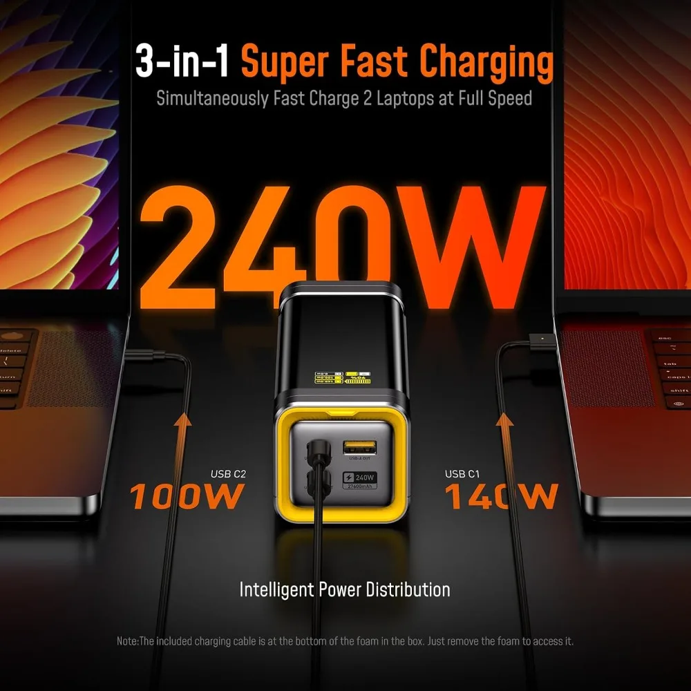 240W 27600mAh Laptop Power Bank, 140W PD 3.1 Fast Charger, Airline Compliant 99.3Wh Portable Battery Pack for MacBook, iPhone, Samsung Galaxy, Steam Deck view 4