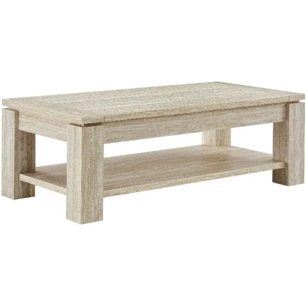 

Hollis Rectangular Coffee Table with Faux in Travertine