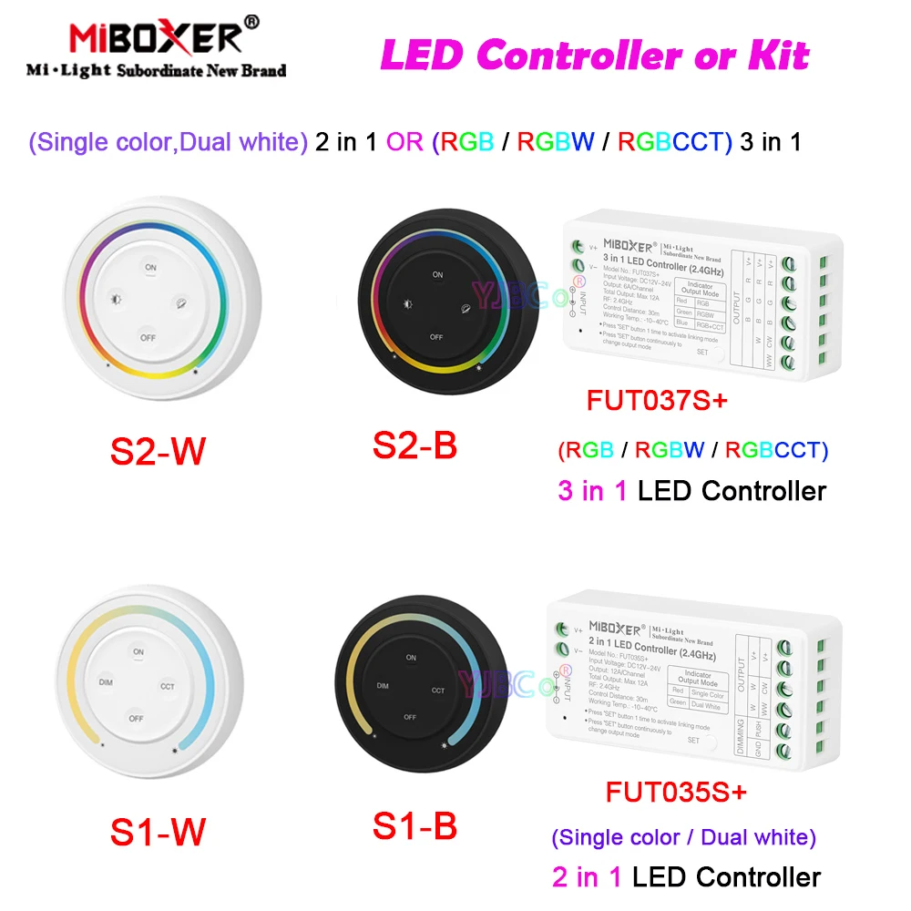 

Miboxer (монохромный/двойной белый) 2 в 1 2,4G Sunrise дистанционный Радужный регулятор яркости (RGB/RGBW/RGB + CCT) 3 в 1