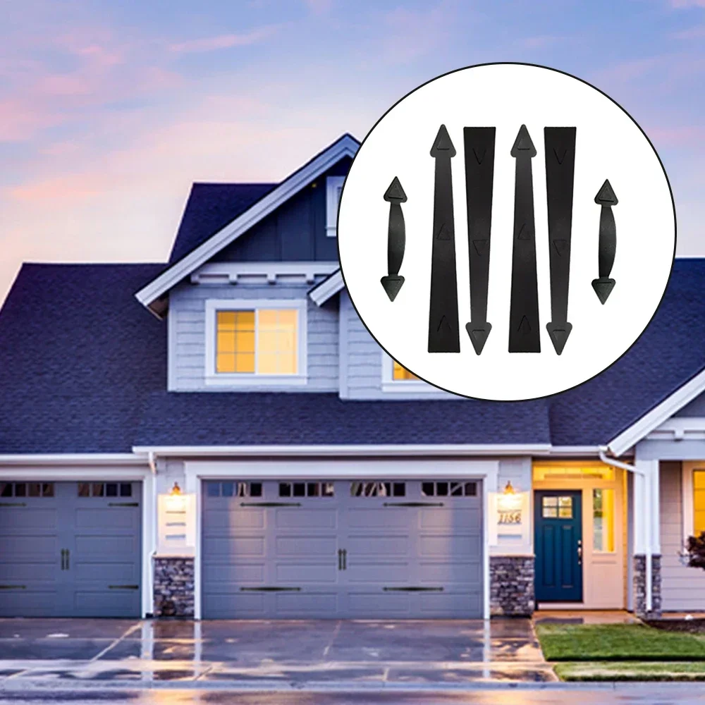 1set Magnetic Garage Door Hardware Garden Shed Barn Faux 4 Hinge & 2 Handle Kit Carriage Couch House Curb Appeal Home Decorative