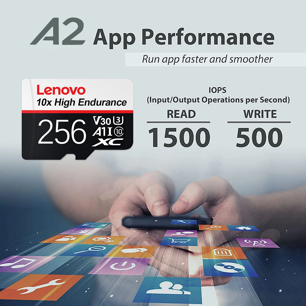 Lenovo High Speed Micro TF SD Card 64GB/128GB/512GB for DJI Mavic Drone 4K Recording Memory Card Class 10 U3 V30 with Adapter