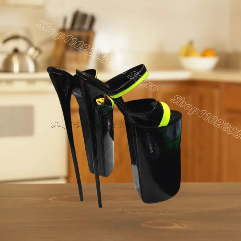 

Black Platform Slip on Slippers Open Toe British Style Design for Women Spring Party Dance Slippers 2026 Zapatos Para Mujere