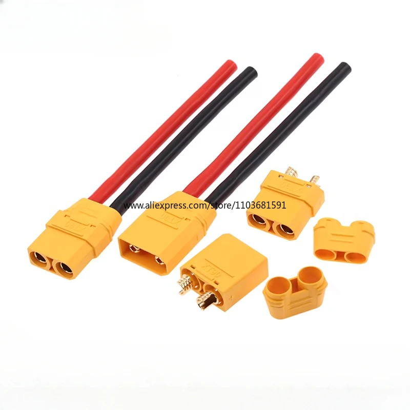 Amass XT90 XT90-S Pigtail Male Female Connector Cable with10AWG 10CM tinned Silicone Wire for RC Hobby Battery Charger FPV Car