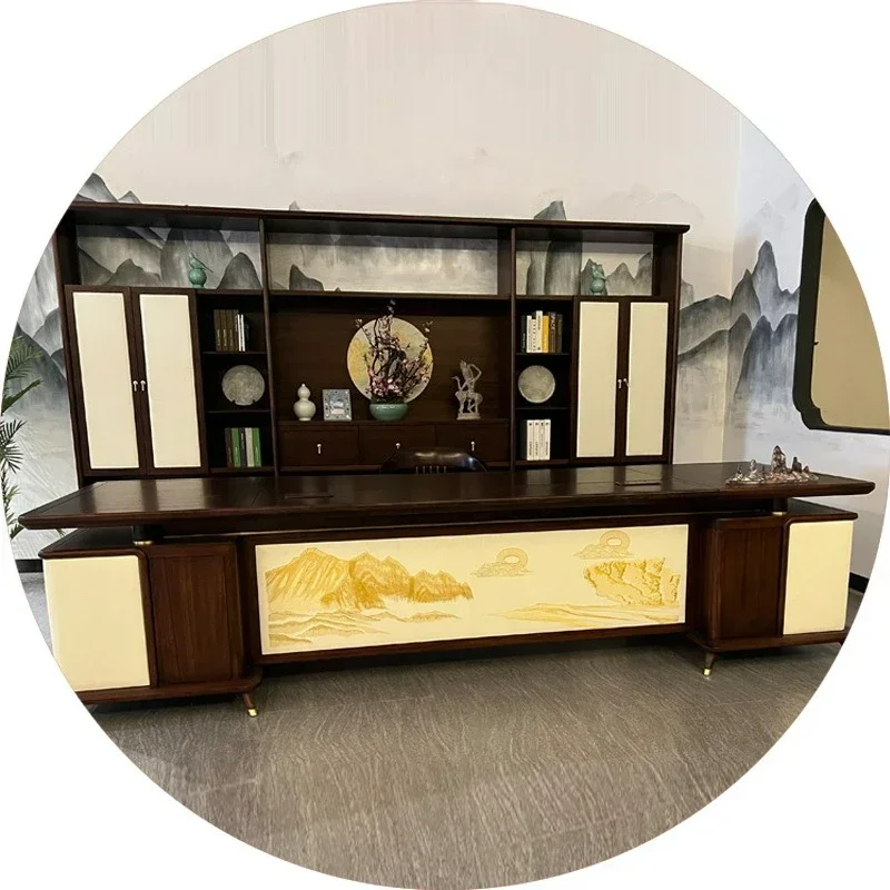Customizable Chinese boss table Ebony high-grade class table Ebony all solid wood