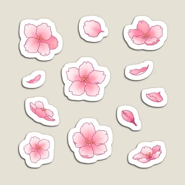 Falling Sakura Cherry Blossom  Magnet Cute  Kids Toy Stickers for Fridge Organizer Children Decor Baby Home Funny Magnetic