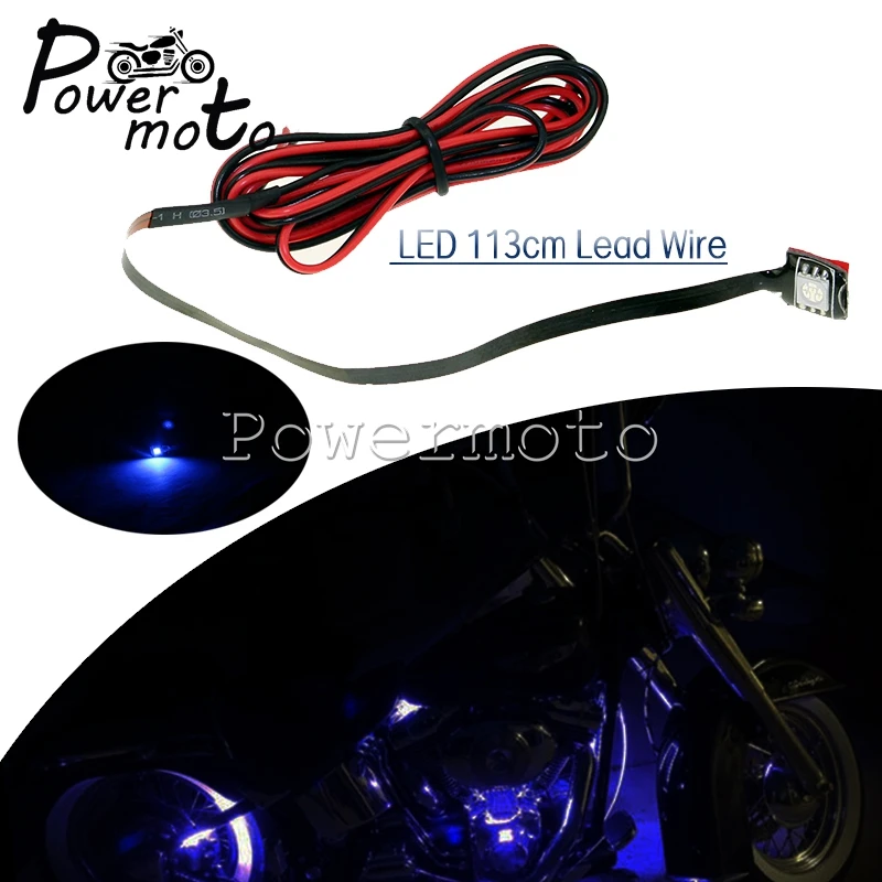 Motorcycle 12V LED Strips Lights License Plate Light Devil Eyes Colorful Decorative Lamp For Harley Honda Yamaha 113CM Lead Wire