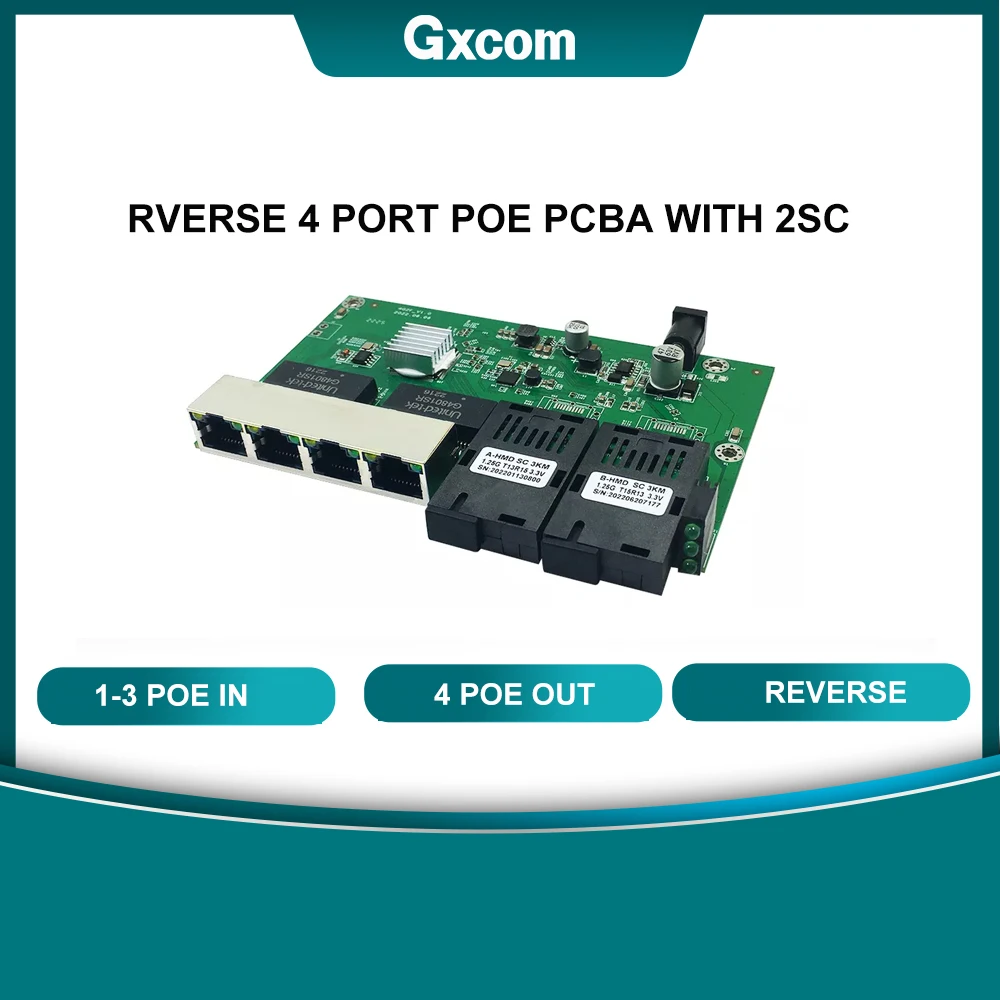 

Полногигабитный реверсивный коммутатор PoE Ethernet 1000M, 4 порта с 2SC