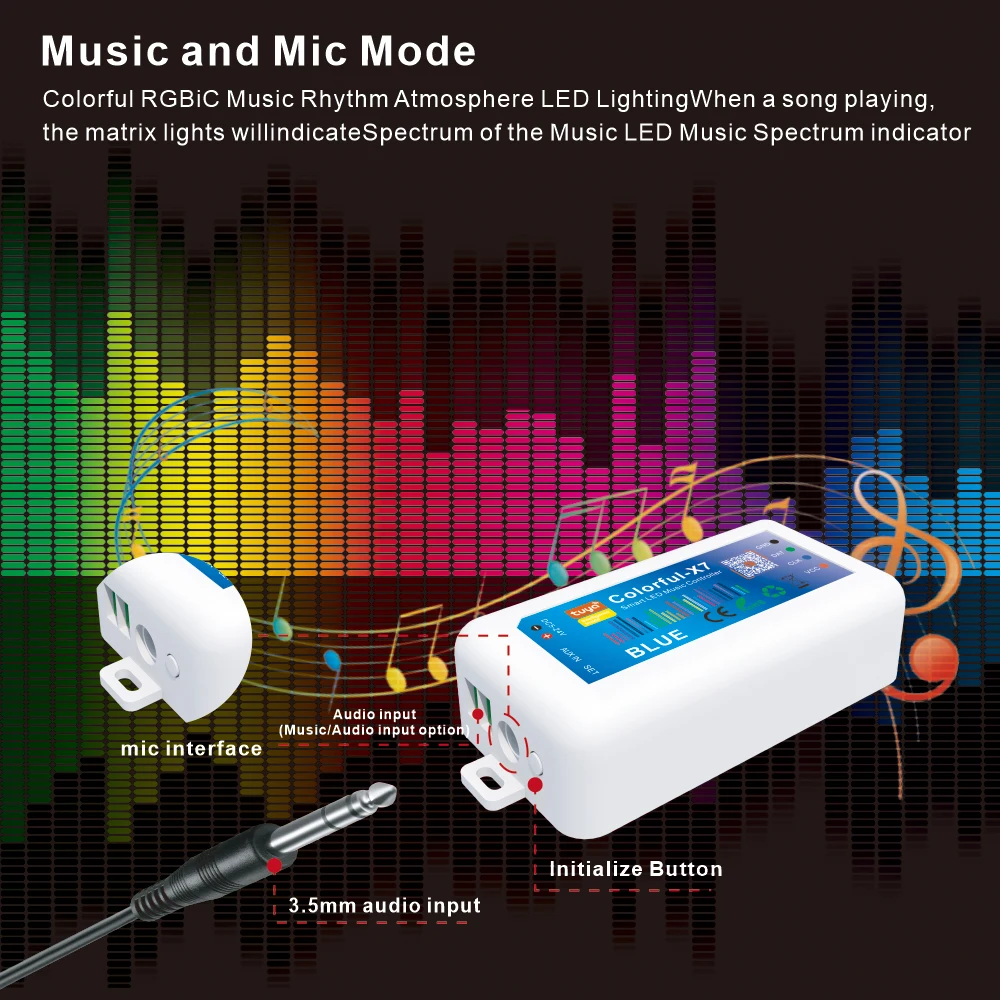 Ws2812B Led Rgbic Strip Controller Dc5-24V Wifi Colorful-X7 Music Ws2811 Sk6812 X7 Addressable Sp107E Smart App Controller