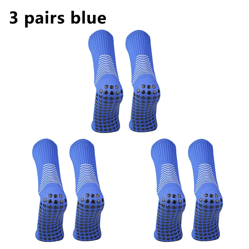 3 pairs Shield Pattern Circular Silicone Non slip Football Socks Men Women Football Socks Training Match Sports Grip soccerSocks