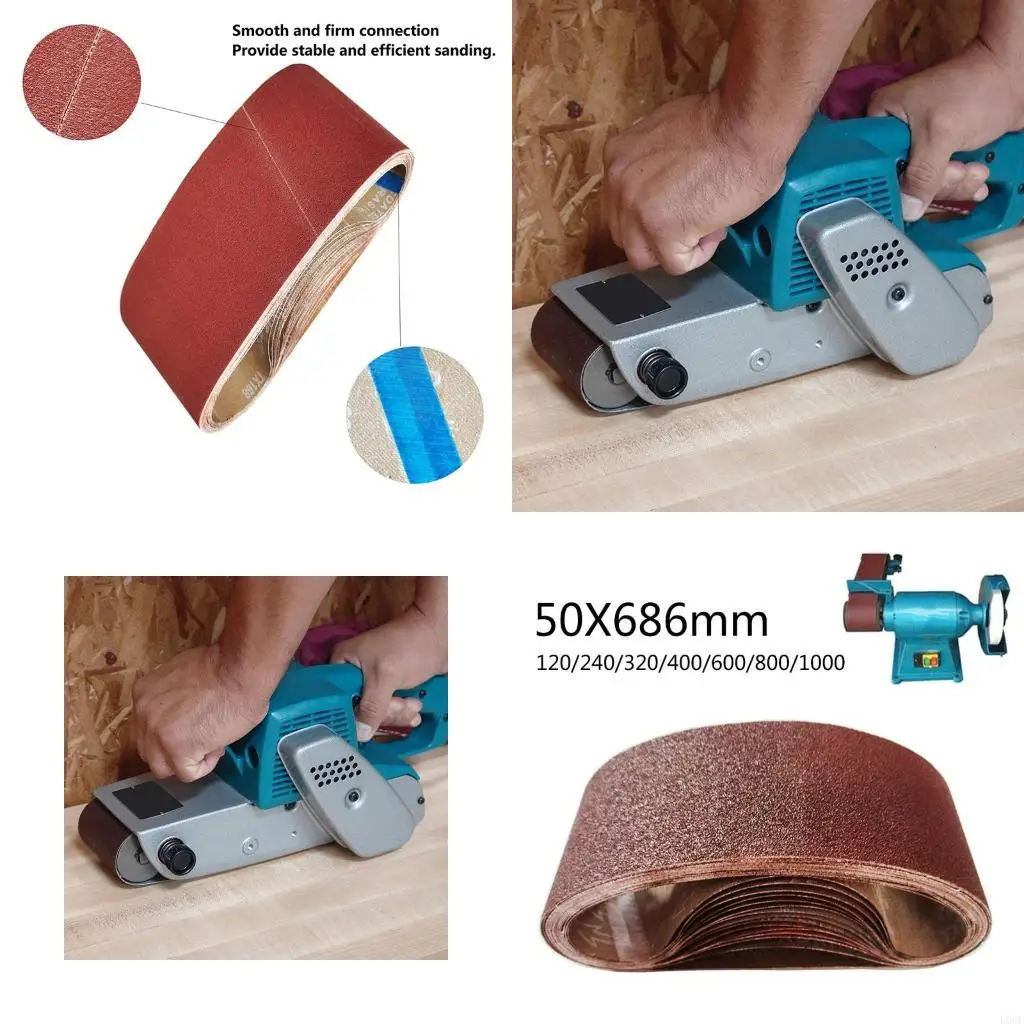 

High Quality 7Pcs Sanding Belt Sander 50x686mm Sandpaper Abrasive Bands Tool