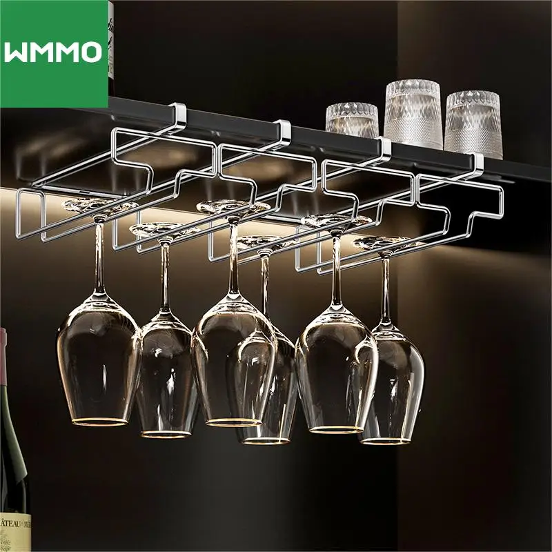 

WMMO Wine Glass Holder Luxury Stainless Steel Goblet Hanging Rack For Home Kitchen Bar Accessories Cabinet Stemware Organizer