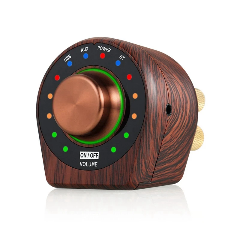 Mini Bluetooth 5.0 Power Amplifier Class D Digital Stereo Speaker Amp Wood Grain Color For Home Audio Car Marine