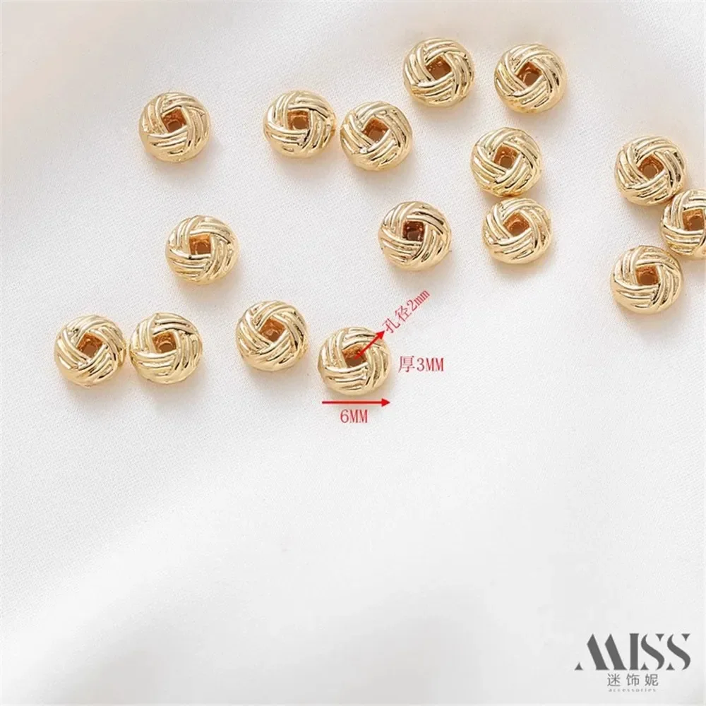 

14K Gold Glossy Pumpkin Pattern Beads Large Holes Retro Pattern Tube Beads Twist Loose Beads DIY Handmade Jewelry Accessories