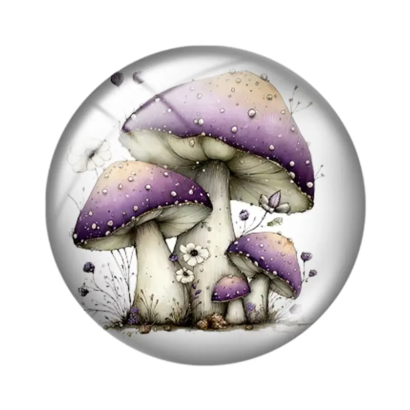 Whimsical Summer Purple Mushroom  12mm14mm/18mm/20mm/25mm/30mm Round photo glass cabochon demo flat back Making findings view 6