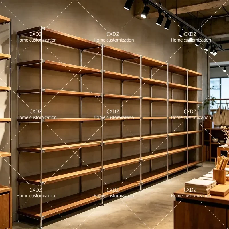 Industrial Style Splicing Long Multi Layer Shelf Store Sample Display Rack Household Living Room Study Storage Display Rack