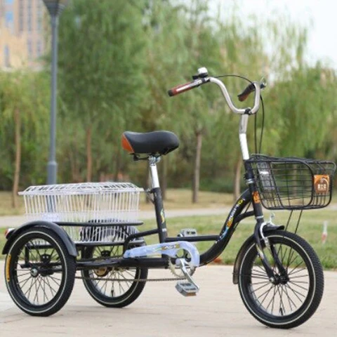 3 Wheel Adult Cargo Tricycle, Large Capacity Pedal Bike for Daily Travel