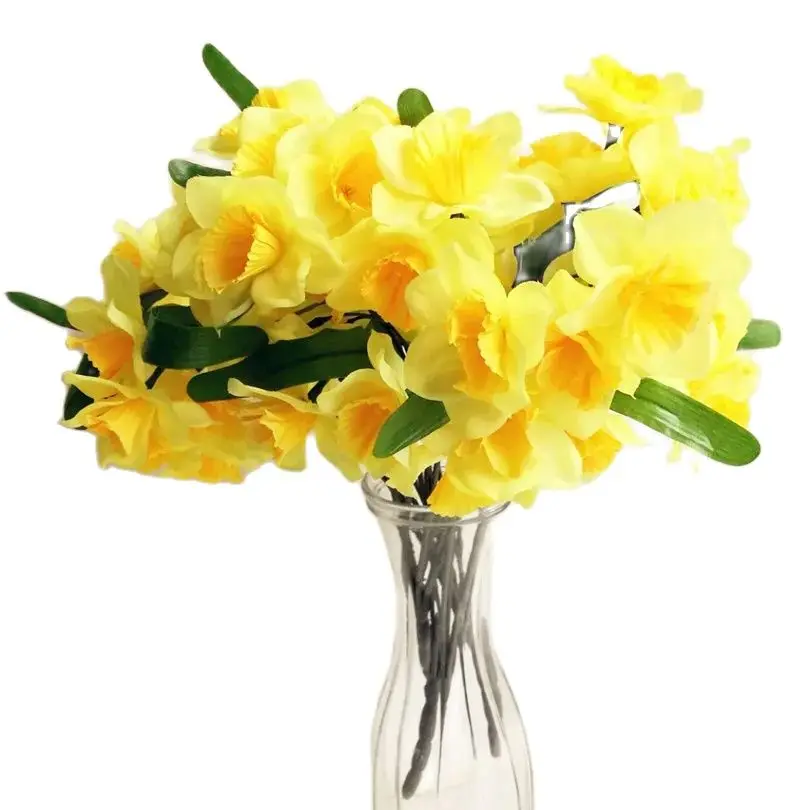 One Artificial Narcissus Flowers Simulation Silk Daffodils 21 heads for Home Decoration Wedding Party Centerpieces Flower