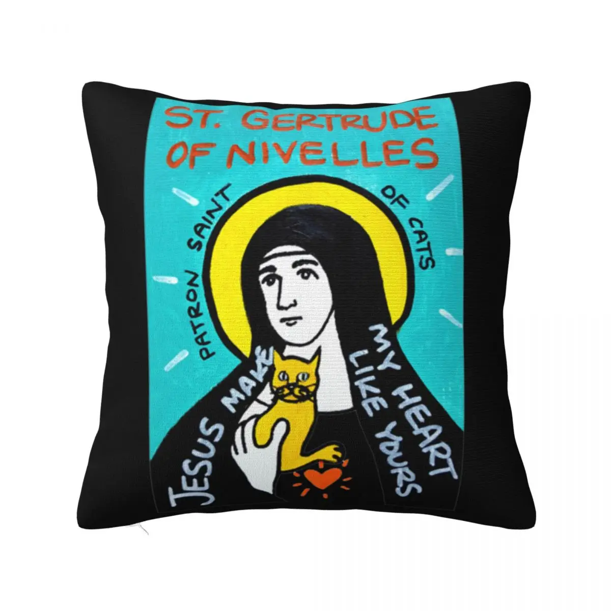 St. Gertrude Of Nivelifes Square Pillowcase Pillow Cover Cushion Zip Decorative Comfort Throw Pillow for Home Car