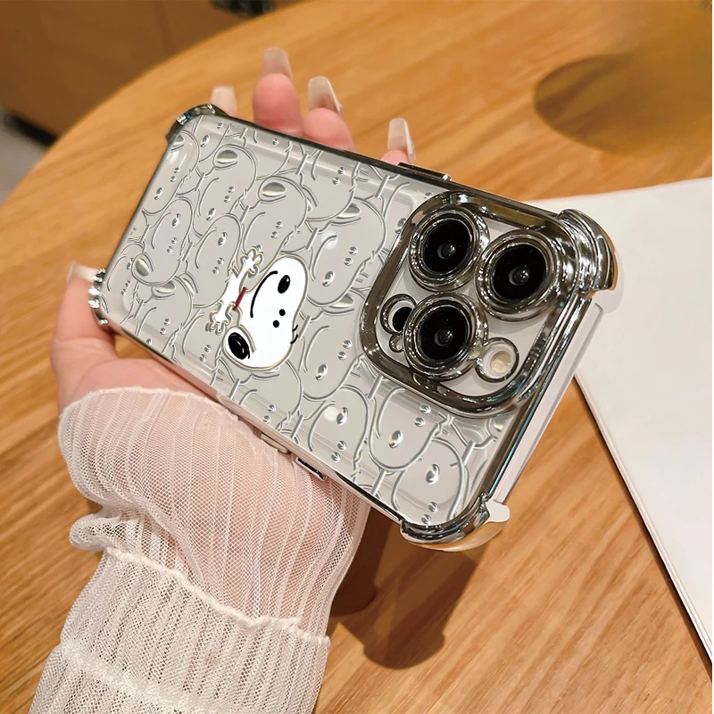 Cute Snoopy Luxury Plating Armor Case for Honor 400 Pro Magic 7 Lite X8C X8B X8 X8A X7A X6C X9B X6A X9A Lovely Y2K Phone Cover