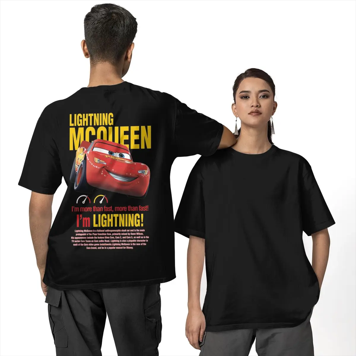 Lightning Mcqueen Cars T-Shirts for Men Awesome Cotton Tees Crew Neck Short Sleeve T Shirt Birthday Gift Tops