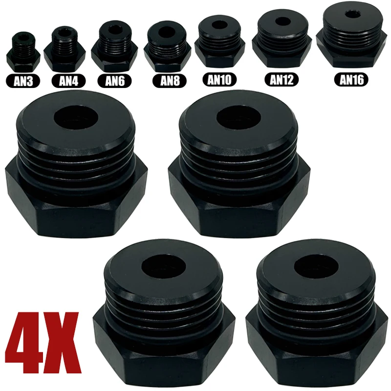 

4X AN3 AN4 AN6 AN8 AN10 AN16 Male Block Off Cap Fitting Hex Head Plug w/ O-Ring Adapter Fuel Tank Straight Thread Plug Aluminum
