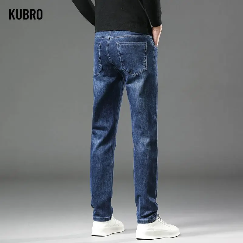 

Новые мужские джинсы с эластичной резинкой на талии, свободные прямые удобные повседневные джинсовые брюки, брендовые брюки, мужские джинсы больших размеров, мужские джинсы