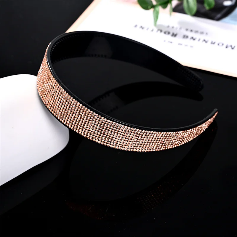 Women Elegant 2.5cm Rhinestones Hairband Lady Non-slip Hair Decorate Headband Toothed Hair Hoop Crystal Fashion Hair Accessories