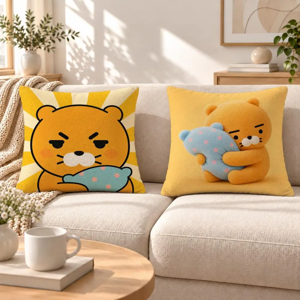 Character Choonsik Cushion Cover Soft Short‑Plush Pillowcase, Decor for Sofa & Bedroom, Perfect Holiday Gif