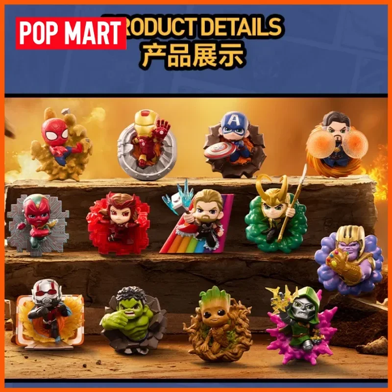 

POP MART, оригинальные фигурки Marvel Across the Infinite серии, слепая коробка, милое украшение для рабочего стола, куклы Marvel, украшения, подарки