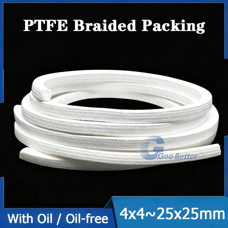 1Meter 4-25mm With Oil / Oil-free PTFE Braided Compression Packing Acrylic Fiber Packing Ptfe Filled Gland Rope Gland Packing