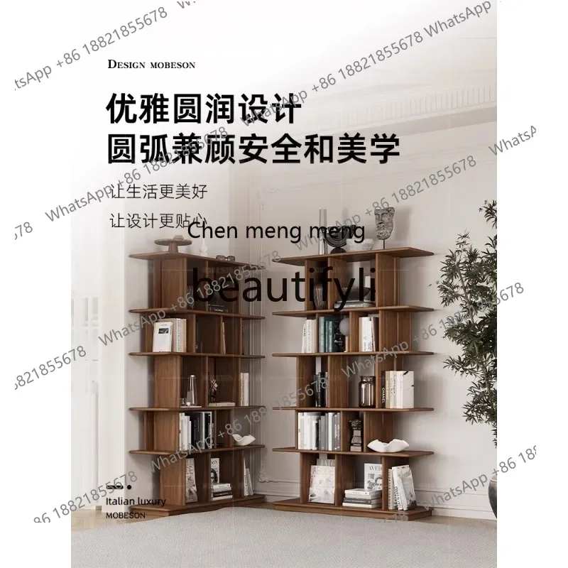 2003Medieval style bookshelf shelf Solid wood creative bookcase Floor-to-ceiling display Bogu display shelf