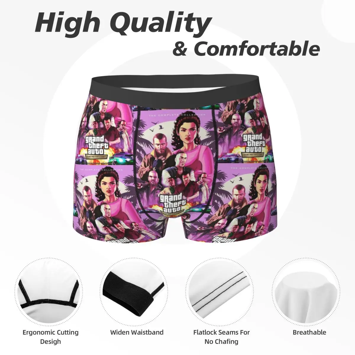 Boxer Underpants Shorts Grand Theft Auto Adventure Game GTA Panties Men's Soft Underwear for Homme Man Boyfriend Gifts