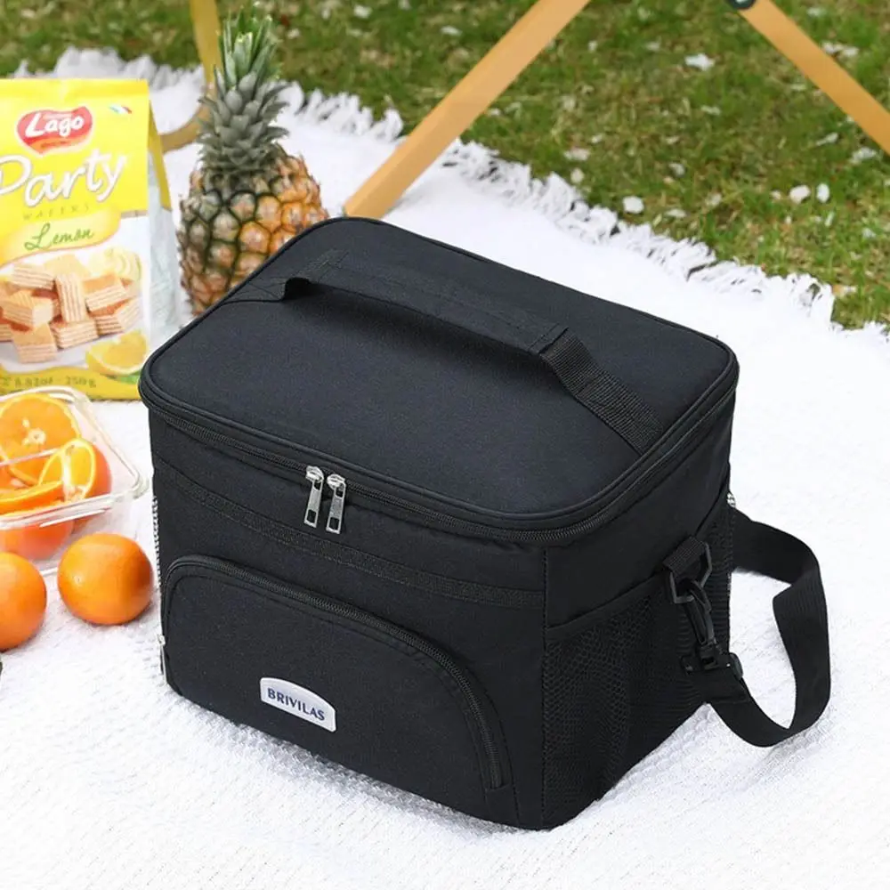Bolsa de almuerzo de hombro de gran capacidad con cremallera, bolsa térmica con aislamiento térmico, bolsa transportadora de alimentos de mano de 25L, accesorios para acampar