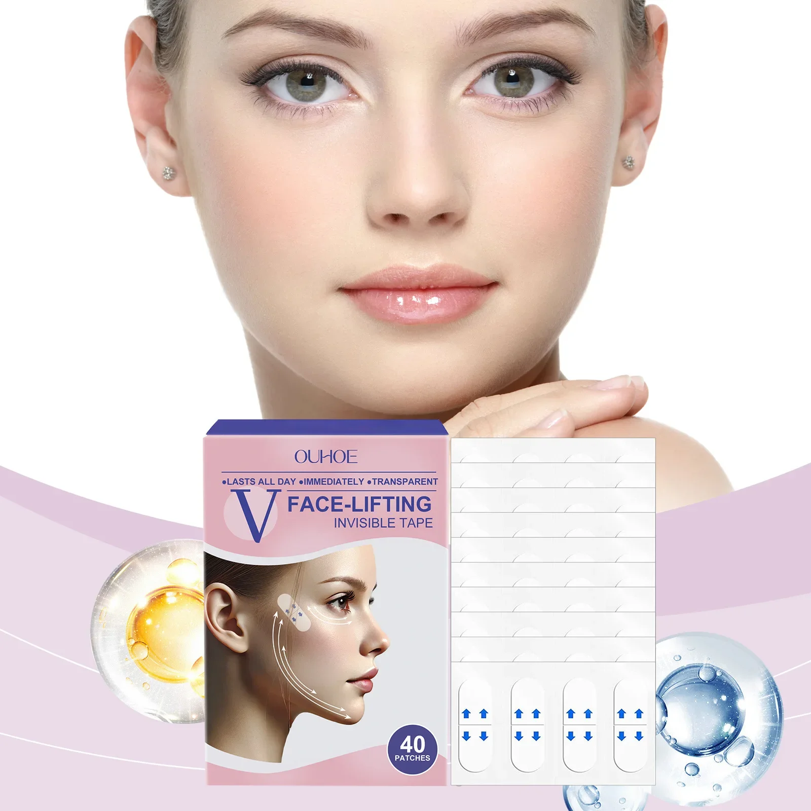 Facial Lifting Strips Brow Lift Tape Invisible Facelift Tape V-Shaped Chin Patch Facial Shaping Lifting&Tightening Tool