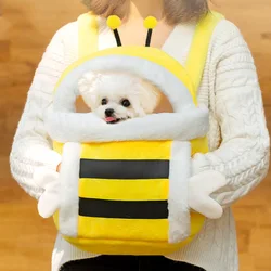 Winter Warm Outing Pet Bag Cute Bee Tweak Hand Backpack Puppy Backpack Shoulder Bag Pet Accessories Wholesale