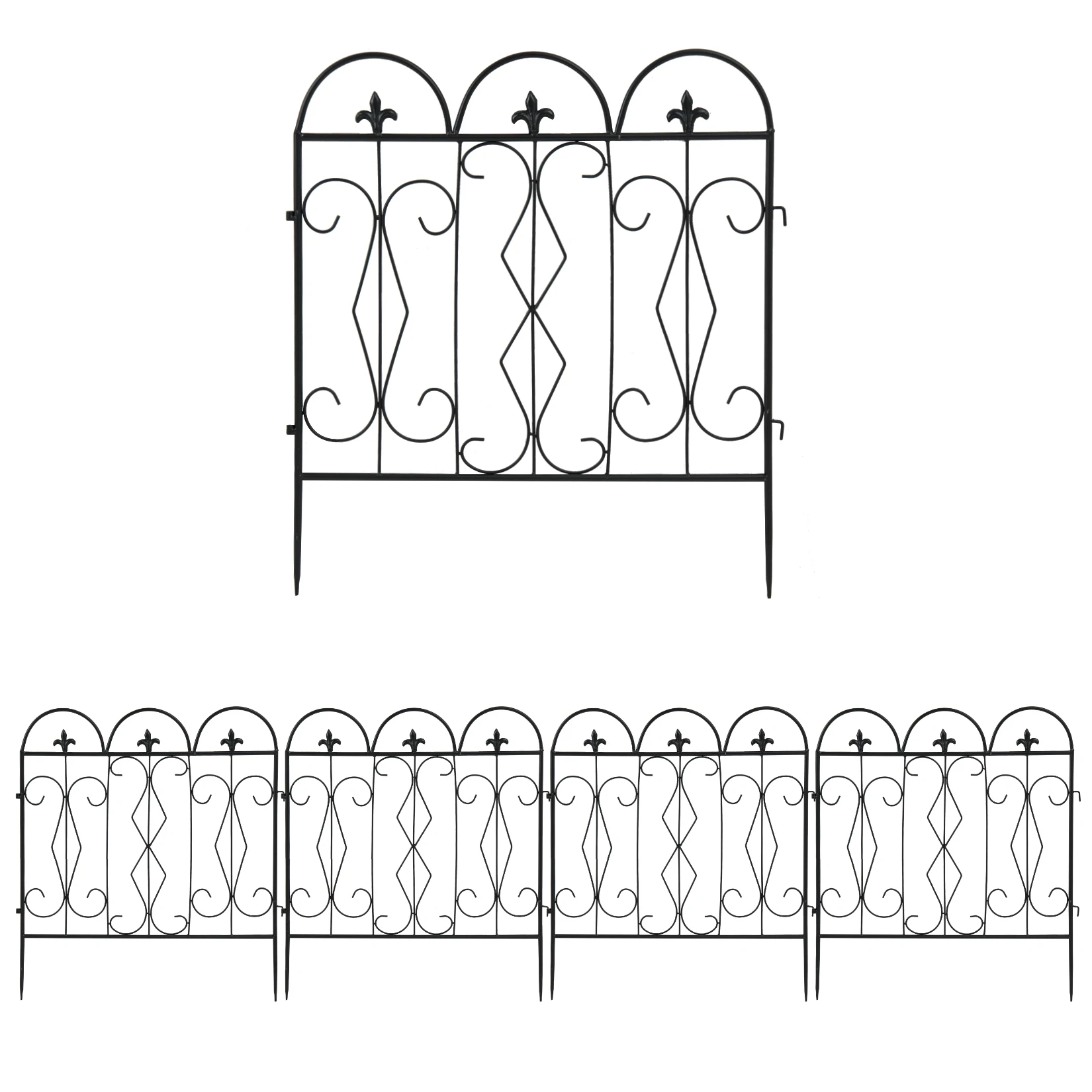 5pcs Decorative Garden Fence Outdoor Coated Garden Border Edging Landscape Wire Fencing Picket Animal Barrier Fence